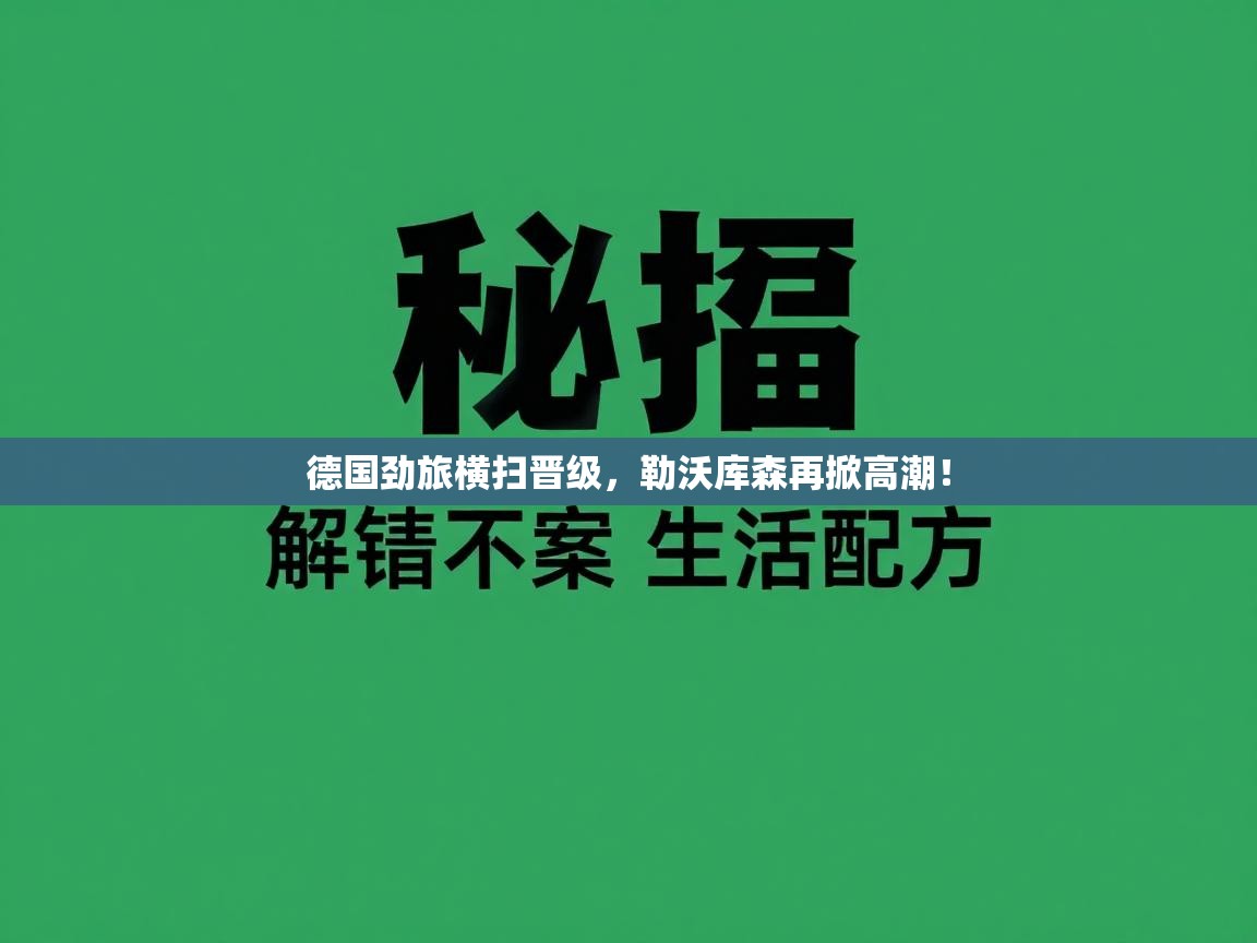 德国劲旅横扫晋级，勒沃库森再掀高潮！